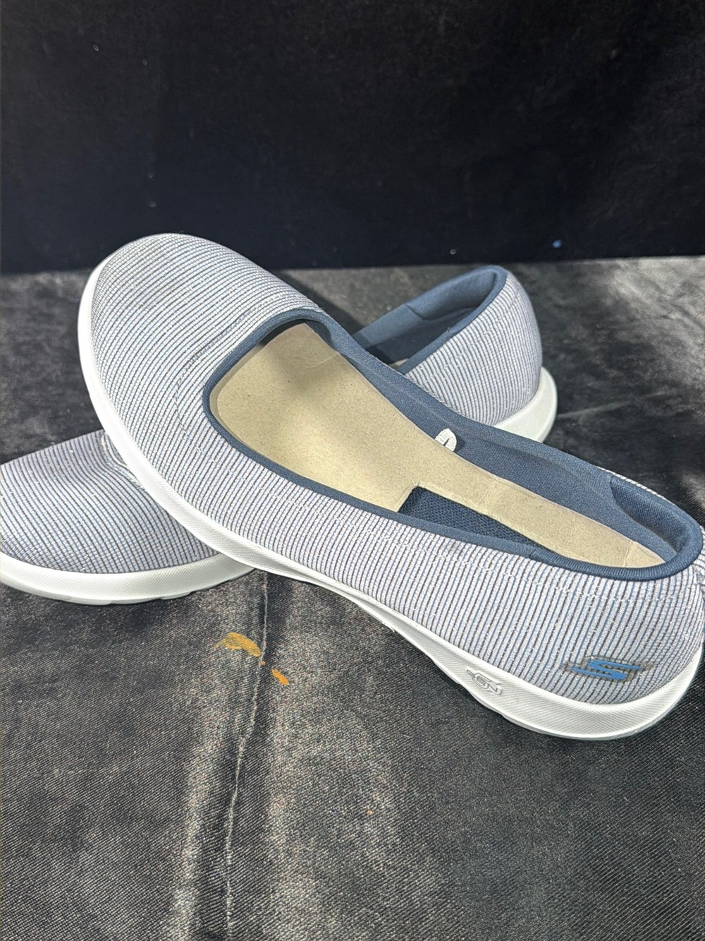 Skechers Women's Slip-On Casual Sneakers in Light Blue and White